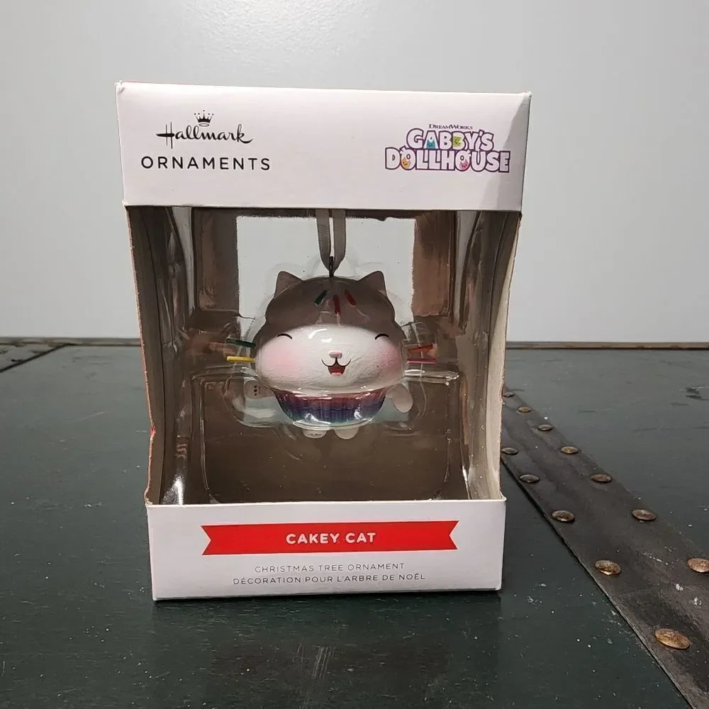 Hallmark Gabby's Dollhouse Cakey Cat Red Box Christmas Tree Ornament 2022